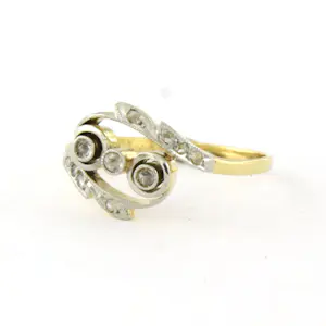 18k goud en platina ring met roos geslepen diamant tot. 0.05ct kopen? Bied vanaf 270!