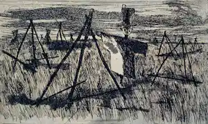 Jos van den Berg - Ets: Vogelverschrikker - 1963 kopen? Bied vanaf 39!
