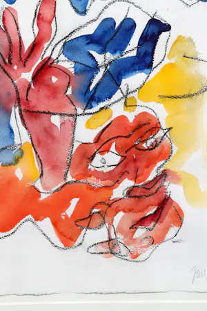 Jan Sierhuis - Gouache/krijt op papier: 'Zonder titel' (1987) kopen? Bied vanaf 330!
