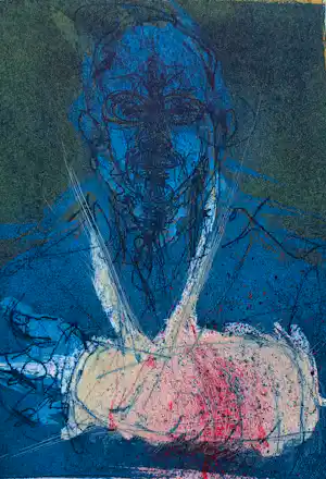 Ronald Tolman - Zelfportret met arm in gips, aquatint ets (kleine oplage) kopen? Bied vanaf 95!