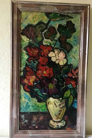 Herman Gouwe - Bloemstilleven, olieverf op doek verkocht voor € 275!