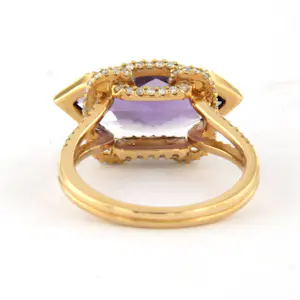 18k gouden ring met amethist en briljant geslepen diamant tot. 0.56ct kopen? Bied vanaf 825!