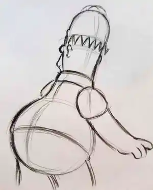 Matt Groening - originele productietekening The Simpsons, Homer, ingelijst + Certificaat verkocht voor € 170!