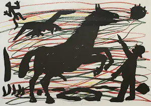 A.R. Penck - handgesigneerde kleurenlitho | 'Pferd' | 1991 (Ingelijst) kopen? Bied vanaf 600!