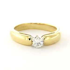 18k bicolour gouden solitair ring met briljant geslepen diamant tot. 0.22ct kopen? Bied vanaf 710!