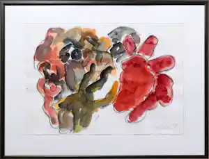 Jan Sierhuis - Gouache/krijt op papier: 'Zonder titel' (1987) kopen? Bied vanaf 330!