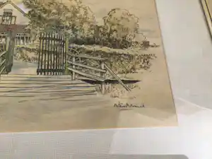 Octave DeConinck - Gezicht op huis/boerderij, te bereiken met houten bruggetje kopen? Bied vanaf 40!