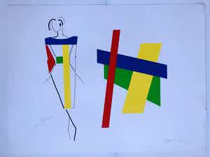 Bob Bonies - & Frans Molenaar: Abstracte compositie - Modeontwerp 2x handgesigneerd 1989 verkocht voor € 80!