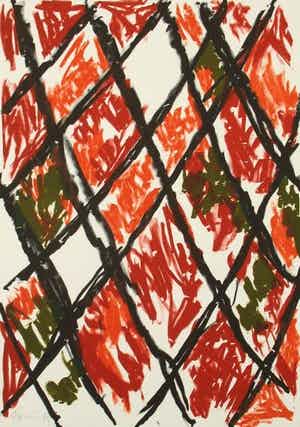 Gunther Forg - Diagonales Motiv, Handgesigneerde lithografie verkocht voor € 245!