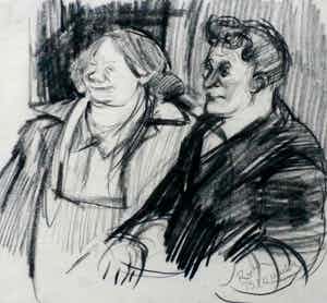 Ruth Brouwer - Tekening: echtpaar - gesigneerd verkocht voor € 40!