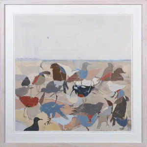 Petra Voots - Zeefdruk op papier, Birds II 2010 Vlieland - ingelijst kopen? Bied vanaf 70!