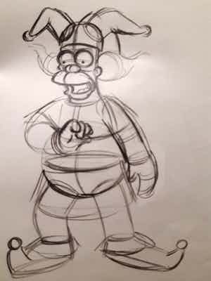 Matt Groening - originele productie tekening, The Simpsons, Homer, ingelijst verkocht voor € 60!