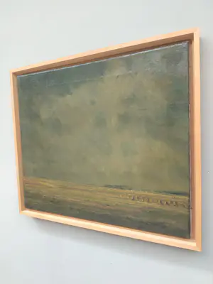 Ad van der Kop - Polderlandschap met korenschoven onder een dreigende lucht kopen? Bied vanaf 45!