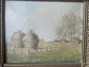 Jacques Pijnenborg - Twee hooimijten Brabants landschap kopen? Bied vanaf 30!