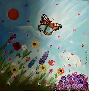 Marianne Bey - Butterfly & Flowers verkocht voor € 35!