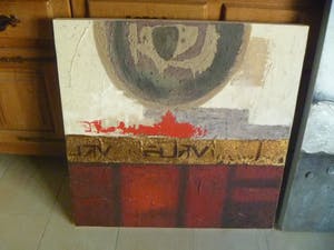 Niet of onleesbaar gesigneerd - 2 abstracte kunstwerken in 1 koop kopen? Bied vanaf 1!