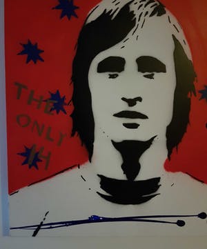 Niet of onleesbaar gesigneerd - Street Art gemengde techniek van Johan Cruyff met echtheidscertificaat. kopen? Bied vanaf 10!