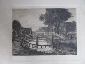 Oskar Paul Matthes - dorpsgezicht langs vaart met ophaalbrug kopen? Bied vanaf 30!