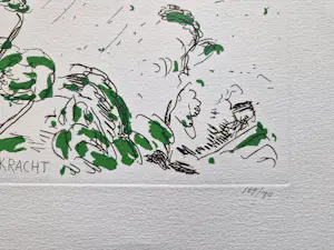 Pieter Holstein - grote handgekleurde ets "Kracht" - voor Prent 190 - potloodgesigneerd kopen? Bied vanaf 39!