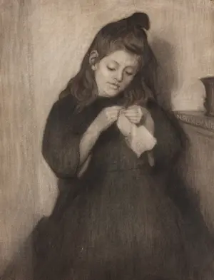 Nicolaas Pieneman - Portret van een meisje met handwerk kopen? Bied vanaf 200!