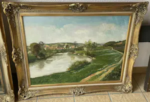 Oskar Keller - Flusschleife mit kleinem Dorf kopen? Bied vanaf 75!
