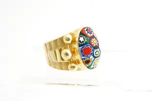 10 - Bijzonder grote & zware (56gr!) Surinaamse 18 Krt "Ala Kondre" ring kopen? Bied vanaf 1940!