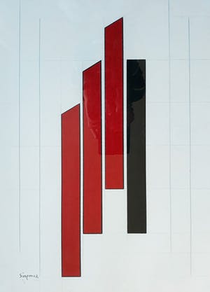 Wim Sinemus - Geometrisch abstracte compositie, gouache (ingelijst) kopen? Bied vanaf 525!