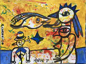 Ruud Cornelisse - Mister P - acrylverf op doek - gesigneerd verkocht voor € 65!