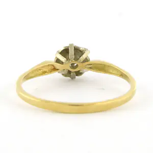 14k bicolour gouden solitair ring met single cut geslepen diamant tot.0.02ct kopen? Bied vanaf 100!