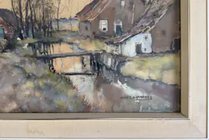 Herman Paradies - Landschap met boerderij, boer en schapen. kopen? Bied vanaf 520!