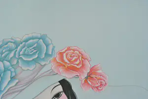 Mara Tran Long - Geisha met een roos, originele gesigneerde lithografie, 1984 kopen? Bied vanaf 60!