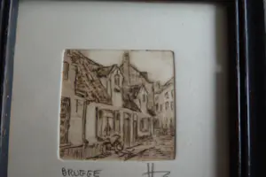 Yvan Royon - Originele miniatuur ets met een tafereel uit Brugge kopen? Bied vanaf 30!