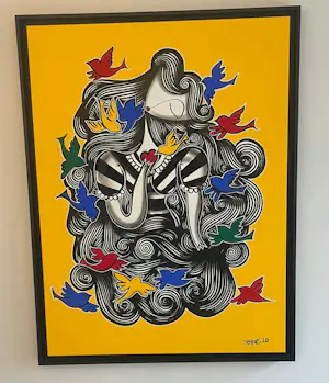 Alexandros Skoutariotis - “Lady with Birds – Large Original by Sonke (2020)” kopen? Bied vanaf 1200!