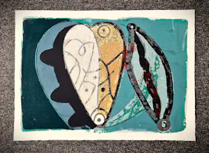 Piet Warffemius - Grote, in 1991 gemaakte kleuren lithografie "Latmul" beperkte oplage (38/60) kopen? Bied vanaf 34!
