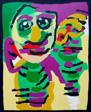 Karel Appel - Zwarte rand, zeefdruk (mooi ingelijst, groot) kopen? Bied vanaf 1600!