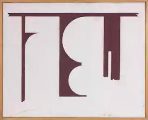 Rob Knijn - Tempera op doek, Abstract -Ingelijst verkocht voor € 70!