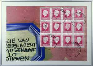 Har Sanders - Zeefdruk, Een vreemde postzegel - Ingelijst verkocht voor € 50!
