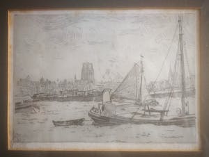Niet of onleesbaar gesigneerd - Zeilschip. Havengezicht. kopen? Bied vanaf 1!