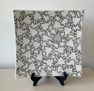 Niet of onleesbaar gesigneerd - Kunst keramische (fruit) schaal/bord abstract decor - Schoonhoven Keramiek kopen? Bied vanaf 10!