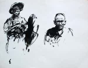 Gerard Adolfs - Inkt op papier: "Figuren" verkocht voor € 60!