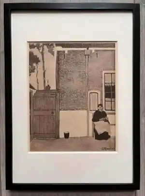 Jan Mankes - Originele Heliogravure Breiend Vrouwtje 1923 verkocht voor € 125!