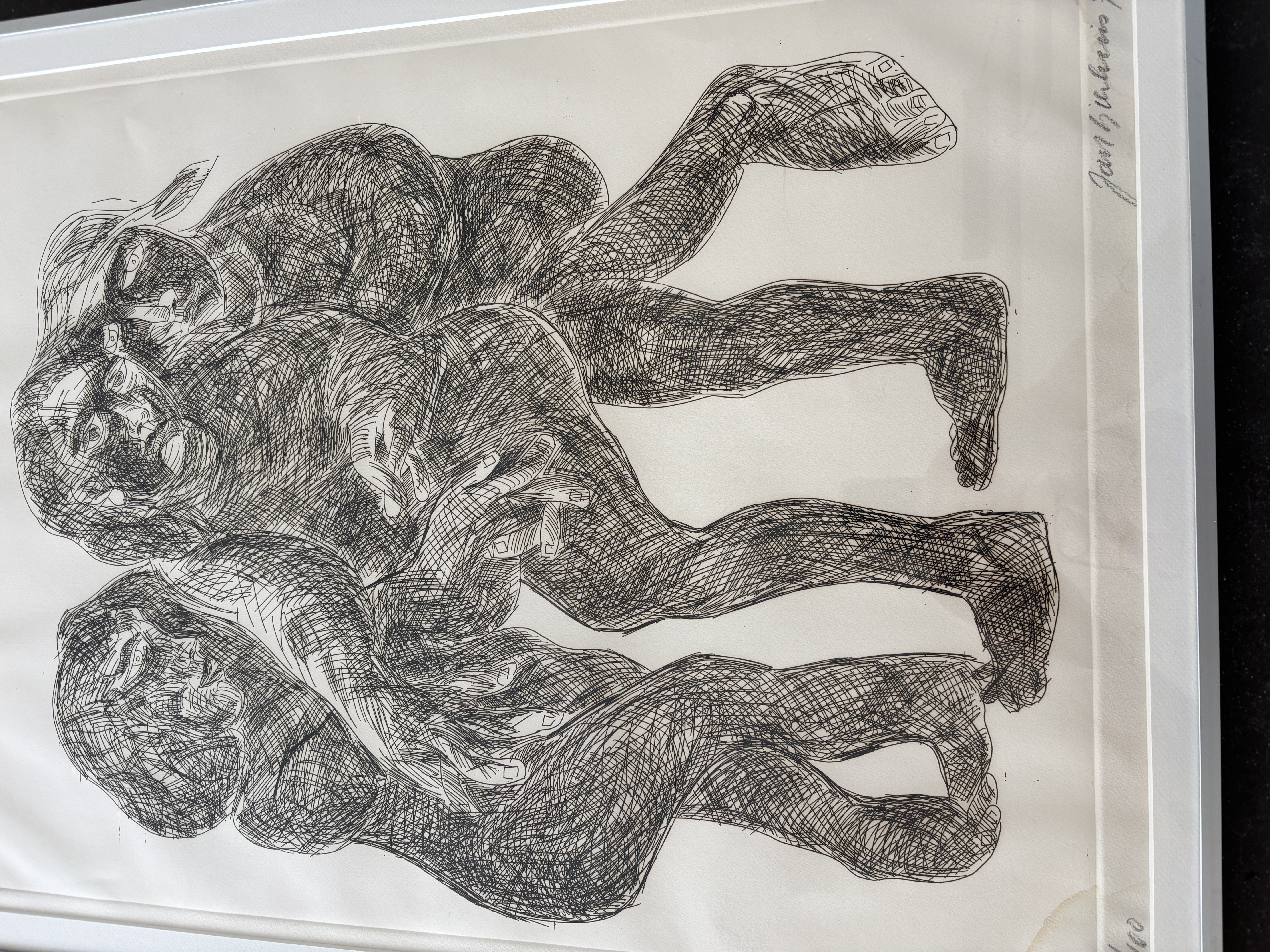 Jan Sierhuis - Jan Sierhuis (1928-2023) – Expressieve figuren – Ingelijst kopen? Bied vanaf 20!