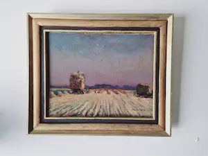 Klaas Pijlman - Olieverf op doek “Hooien bij invallende avond Haarlemmermeer” – 1946 kopen? Bied vanaf 75!
