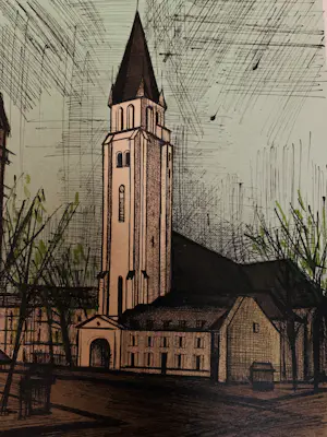 Bernard Buffet - Pain et vin, Place Saint-Germain-des-Prés Parijs. 1965. Lithografie. kopen? Bied vanaf 25!