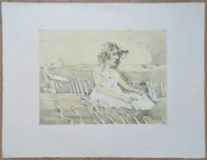 Co Westerik - Kleine jongen met twee dames buiten, litho kopen? Bied vanaf 95!