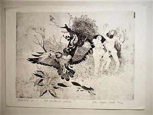 Peter Bol - Grote & gedetailleerde Ets "Het verstoorde geluk" 1973 - gesigneerd kopen? Bied vanaf 38!