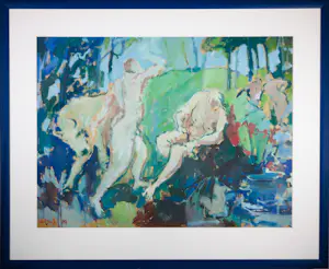 Willem Janssen - Acryl op papier, Dansende vrouwen - Ingelijst kopen? Bied vanaf 70!