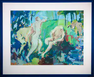 Willem Janssen - Acryl op papier, Dansende vrouwen - Ingelijst kopen? Bied vanaf 70!