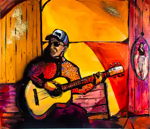 Erik Neimeijer - Acryl op doek, Music life verkocht voor € 150!