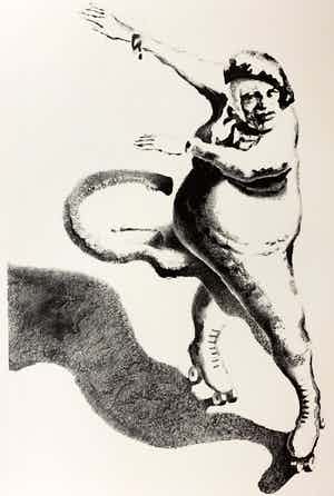 Herman Gordijn - Litho, titel, 'Lida op rolschaatsen' verkocht voor € 50!